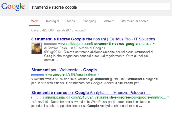 Ricerca Google Author